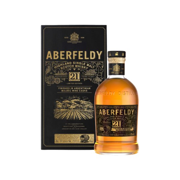 ABERFELDY SCOTCH SINGLE MALT FINISHED IN ARGENTINIAN MALBEC WINE CASK 21YR 750ML