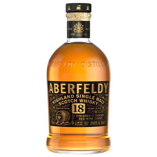 ABERFELDY SCOTCH SINGLE MALT FINISHED IN TUSCAN RED WINE CASKS 18YR 750ML
